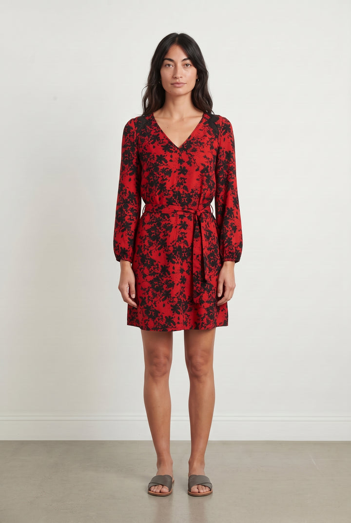 Robe Portefeuille Rouge et Noire - Taille S/36 de la marque IKKS | PARAD119963 - Vendu par Paradigme - Image 1