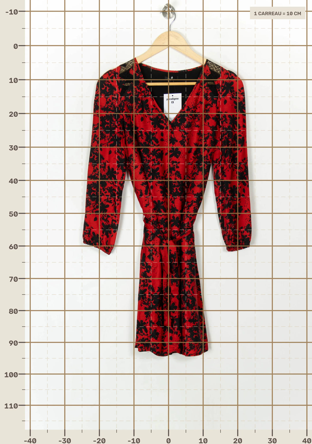 Robe Portefeuille Rouge et Noire - Taille S/36 de la marque IKKS | PARAD119963 - Vendu par Paradigme - Image 4