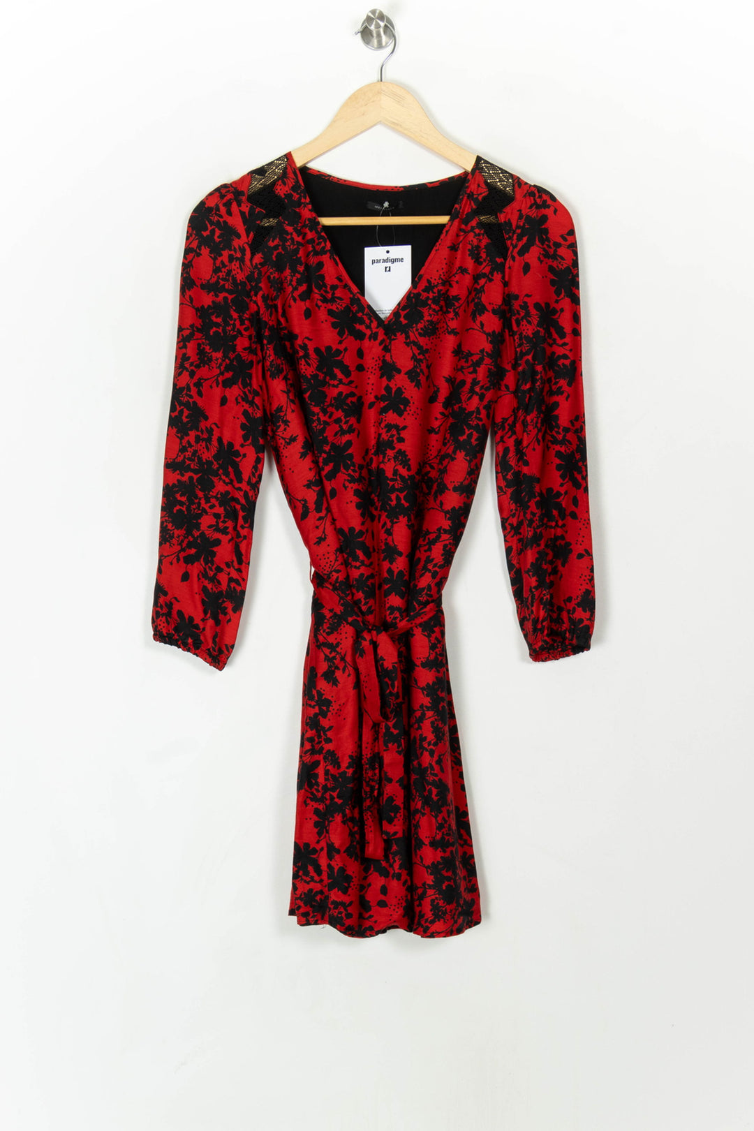 Robe Portefeuille Rouge et Noire - Taille S/36 de la marque IKKS | PARAD119963 - Vendu par Paradigme - Image 2