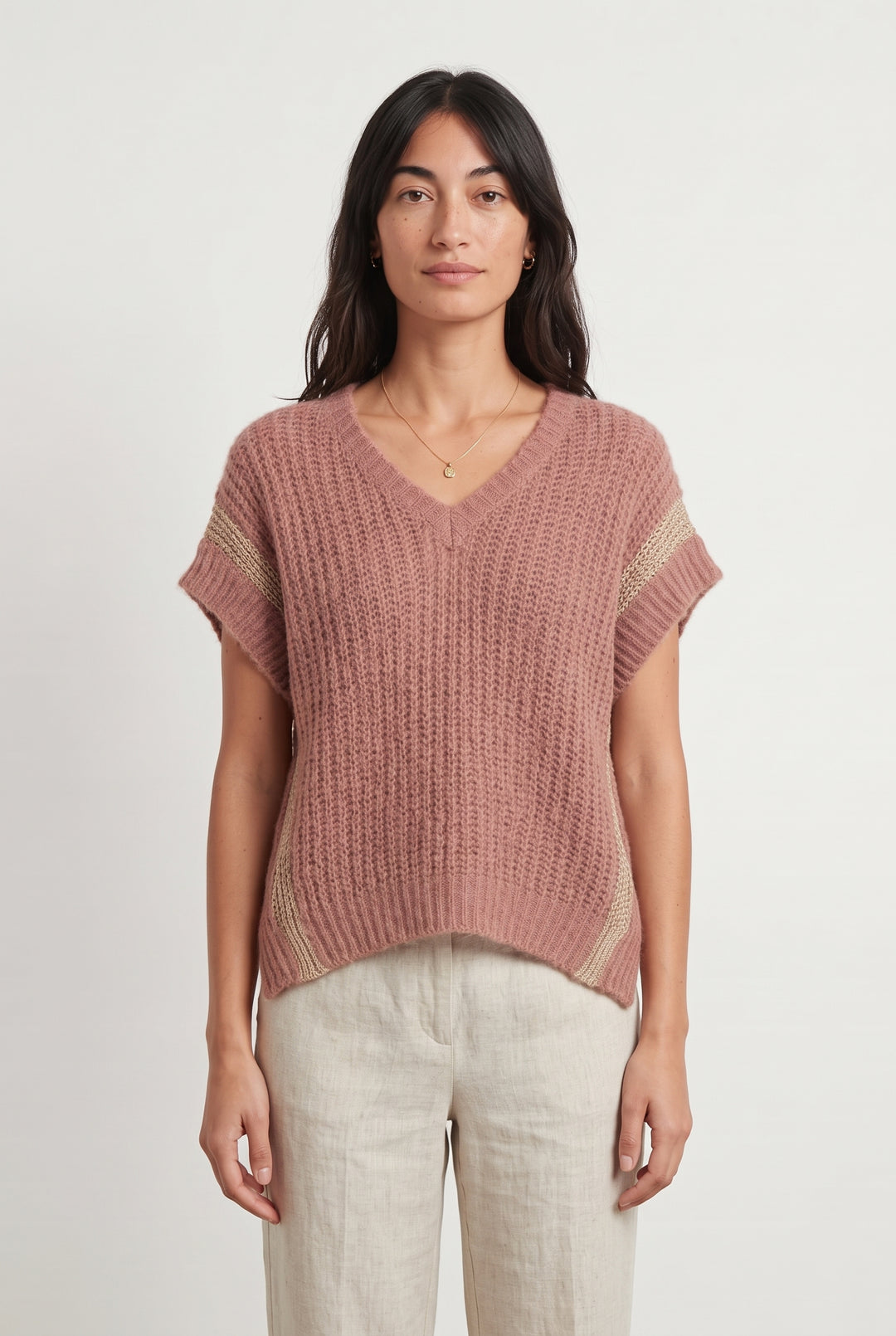 Pull Sans Manches Rose et Beige - Taille M/38 de la marque Stella Forest | PARAD120005 - Vendu par Paradigme - Image 1