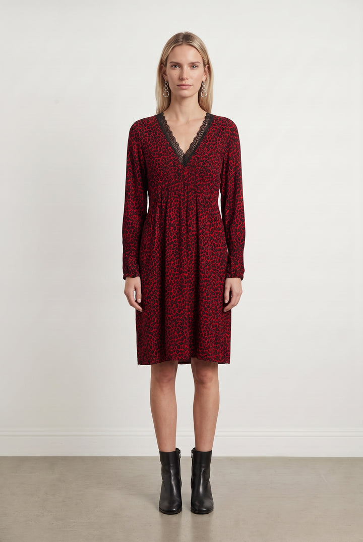 Robe Midi Rouge et Noir - Taille M/38 de la marque Indies | PARAD120021 - Vendu par Paradigme - Image 1