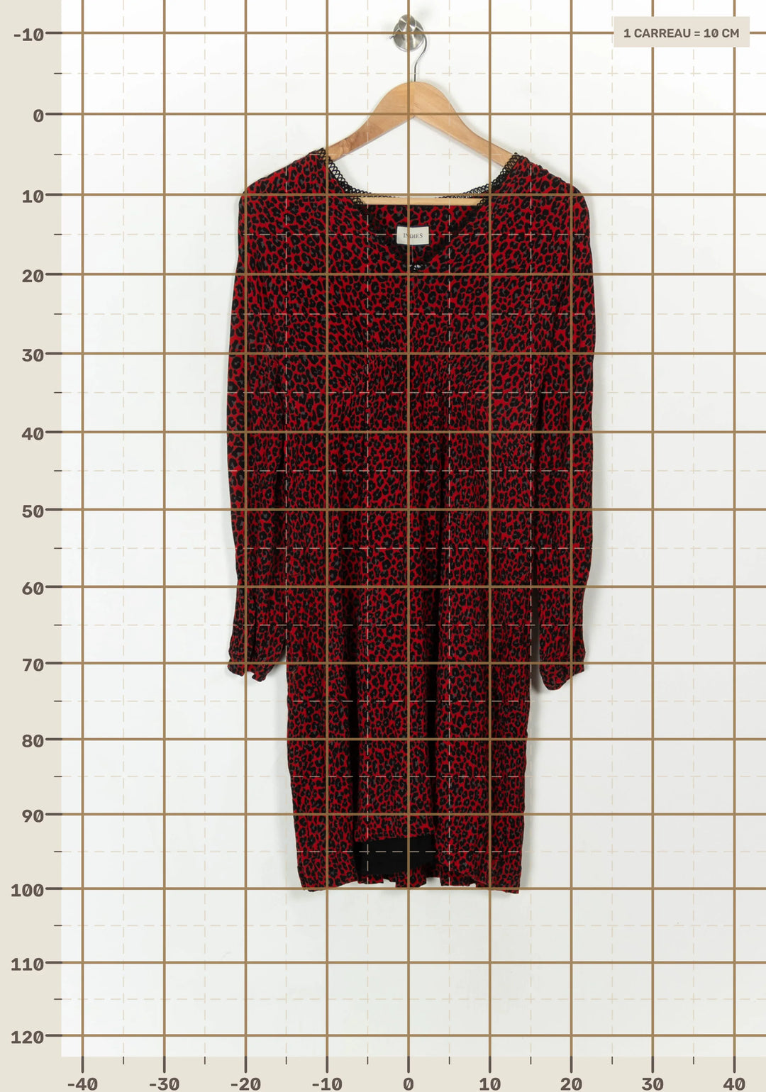 Robe Midi Rouge et Noir - Taille M/38 de la marque Indies | PARAD120021 - Vendu par Paradigme - Image 4