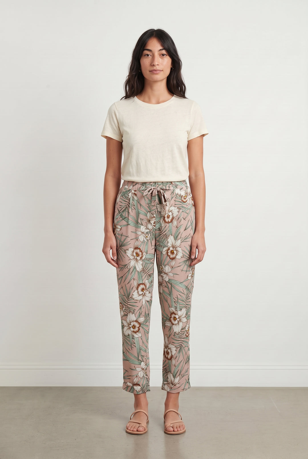 Pantalon Fleuri Rose et Vert - Taille M/38 de la marque Grace &amp; Mila | PARAD120022 - Vendu par Paradigme - Image 1