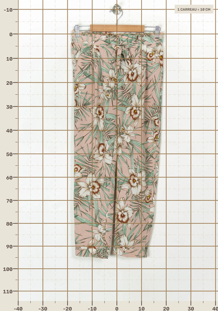 Pantalon Fleuri Rose et Vert - Taille M/38 de la marque Grace &amp; Mila | PARAD120022 - Vendu par Paradigme - Image 4