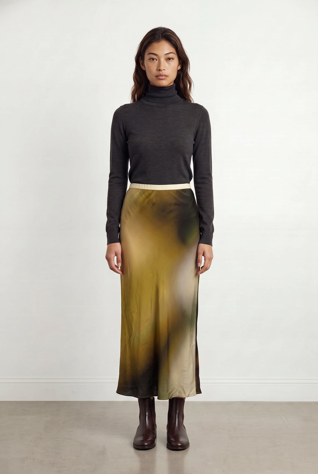 Jupe Longue Verte et Noire - Taille M/38 de la marque Indies | PARAD120024 - Vendu par Paradigme - Image 1