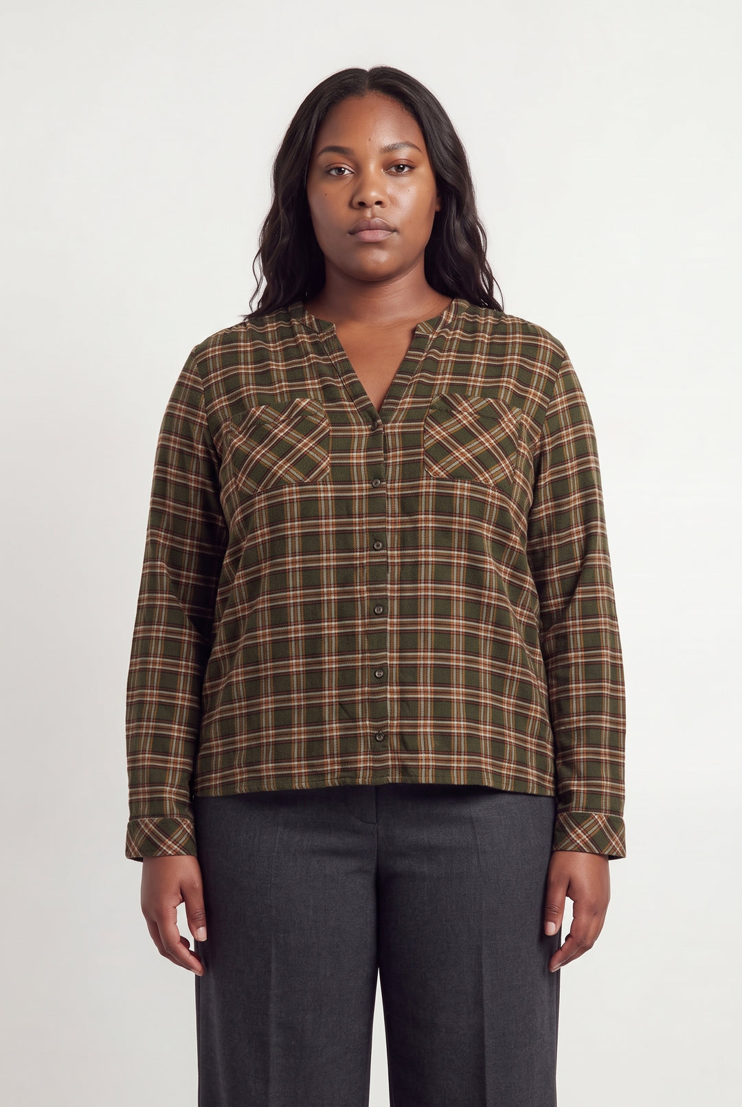 Chemise à Carreaux Verte et Marron - Taille XXXL/46 de la marque Caroll | PARAD120080 - Vendu par Paradigme - Image 1