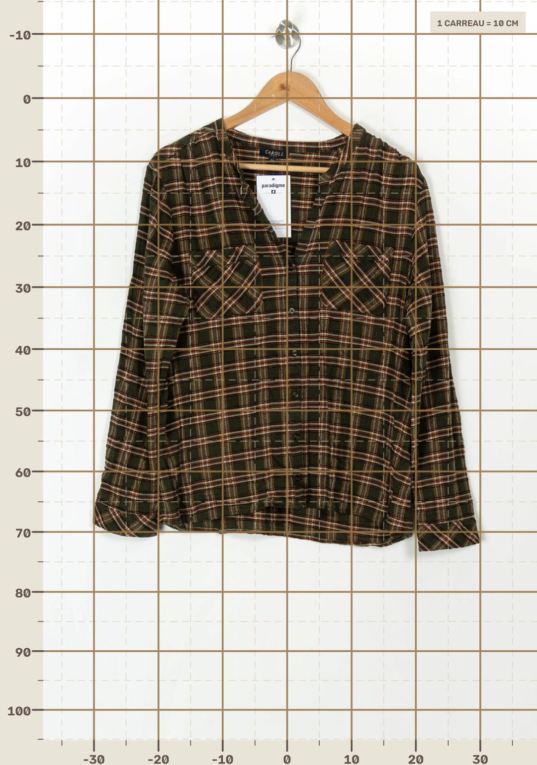 Chemise à Carreaux Verte et Marron - Taille XXXL/46 de la marque Caroll | PARAD120080 - Vendu par Paradigme - Image 4
