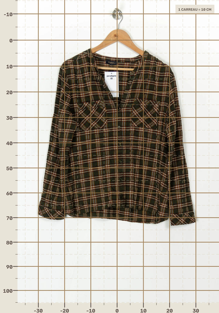 Chemise à Carreaux Verte et Marron - Taille XXXL/46 de la marque Caroll | PARAD120080 - Vendu par Paradigme - Image 4