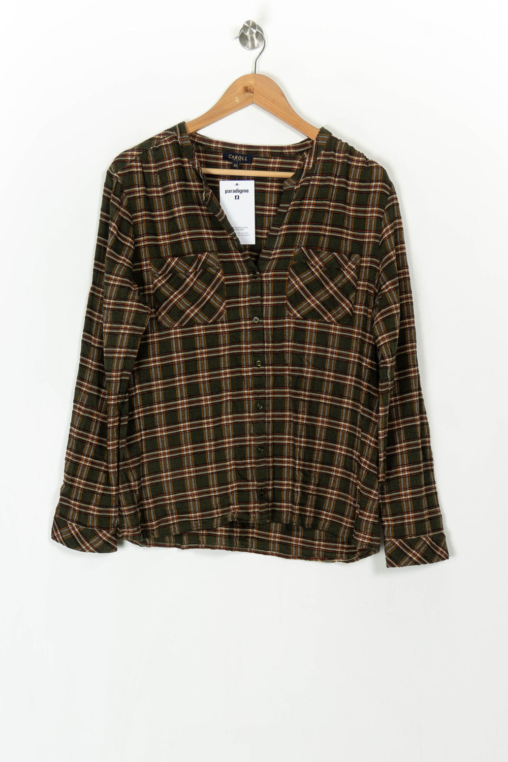 Chemise à Carreaux Verte et Marron - Taille XXXL/46 de la marque Caroll | PARAD120080 - Vendu par Paradigme - Image 2