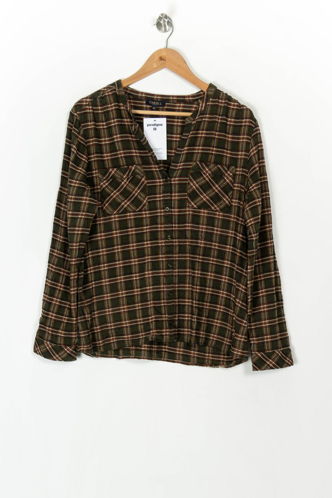 Chemise à Carreaux Verte et Marron - Taille XXXL/46 de la marque Caroll | PARAD120080 - Vendu par Paradigme - Image 2