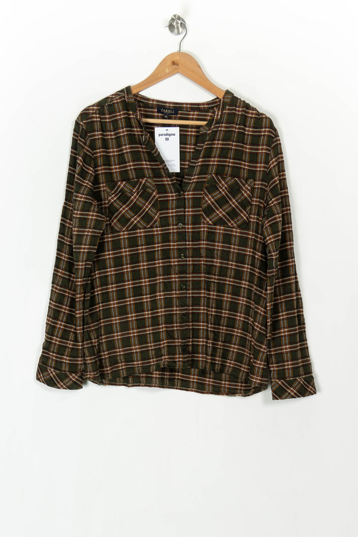Chemise à Carreaux Verte et Marron - Taille XXXL/46 de la marque Caroll | PARAD120080 - Vendu par Paradigme - Image 2