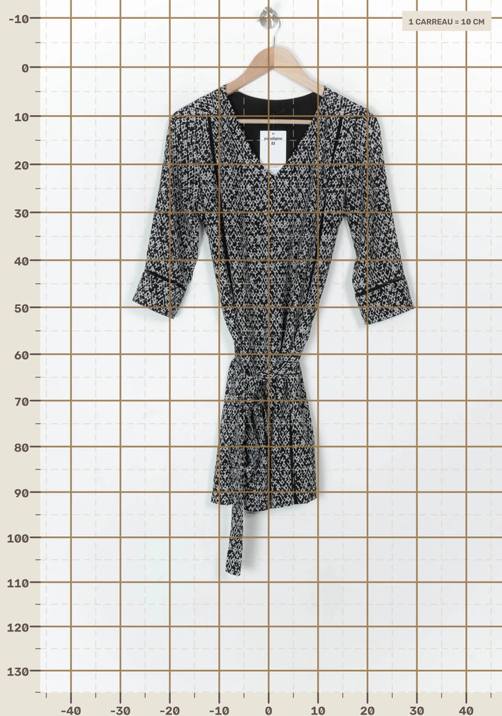 Robe Portefeuille Noire et Blanche - Taille M/38 de la marque IKKS | PARAD120107 - Vendu par Paradigme - Image 4