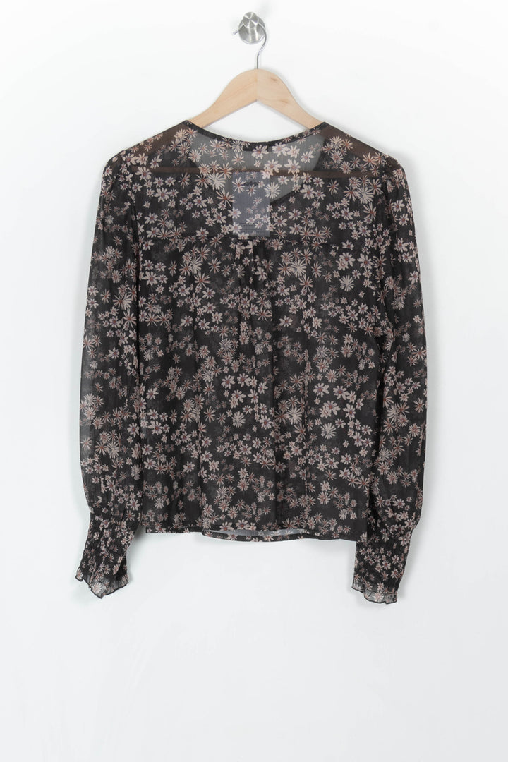 Blouse Noire et Fleurie - Taille XL/42 de la marque La Fée Maraboutée | PARAD120115 - Vendu par Paradigme - Image 5
