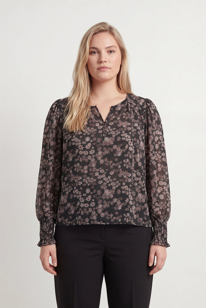 Blouse Noire et Fleurie - Taille XL/42 de la marque La Fée Maraboutée | PARAD120115 - Vendu par Paradigme - Image 1