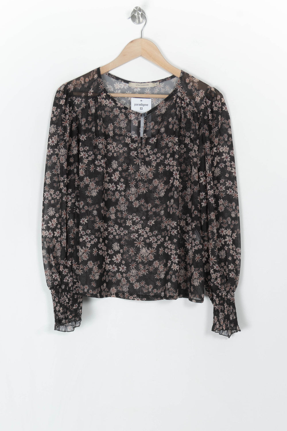 Blouse Noire et Fleurie - Taille XL/42 de la marque La Fée Maraboutée | PARAD120115 - Vendu par Paradigme - Image 2