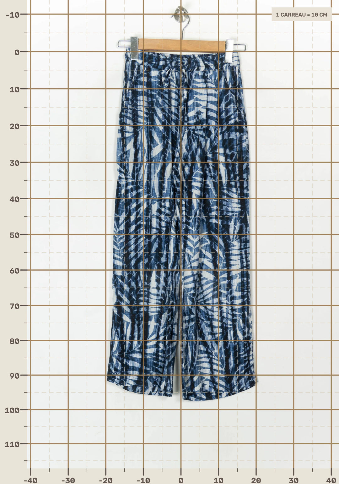 Pantalon Large Bleu et Blanc - Taille XS/34 de la marque La Fée Maraboutée | PARAD120117 - Vendu par Paradigme - Image 4