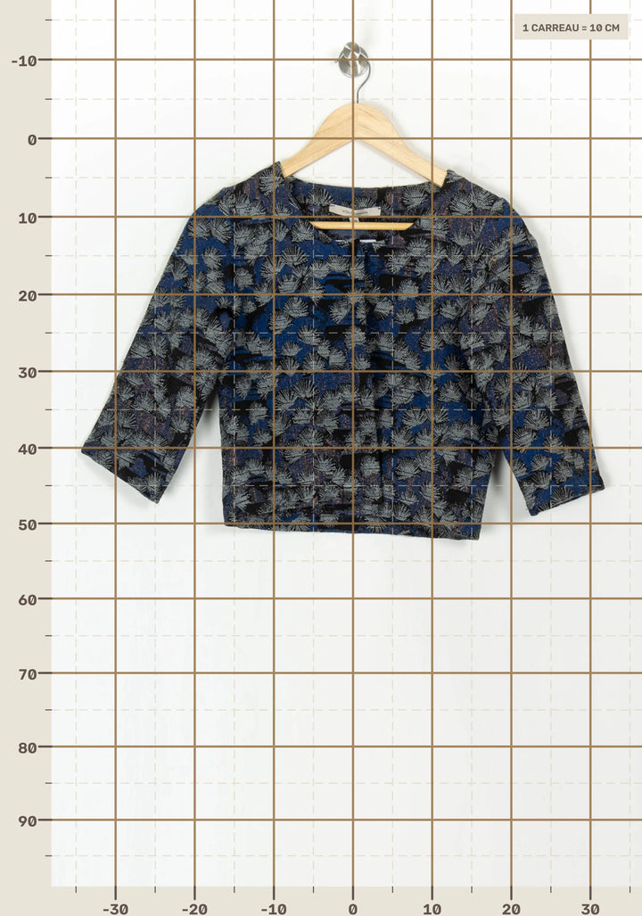 Veste Courte Bleu et Noir - Taille S/36 de la marque La Fée Maraboutée | PARAD120119 - Vendu par Paradigme - Image 4