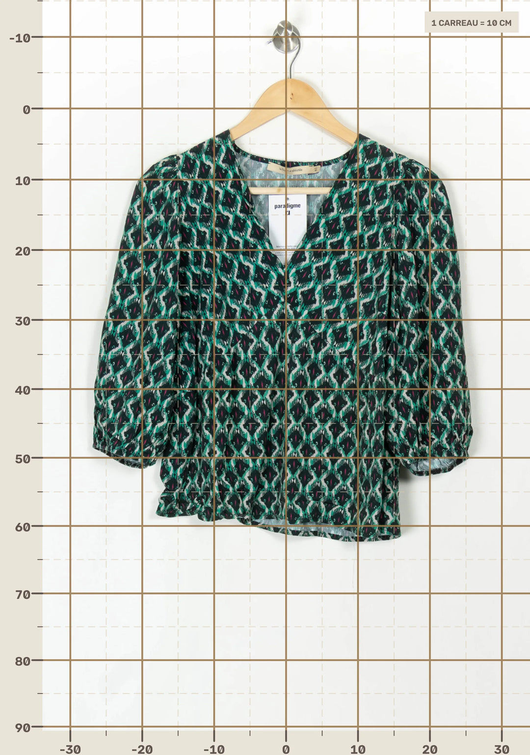 Blouse Verte et Noire - Taille L/40 de la marque La Fée Maraboutée | PARAD120125 - Vendu par Paradigme - Image 4