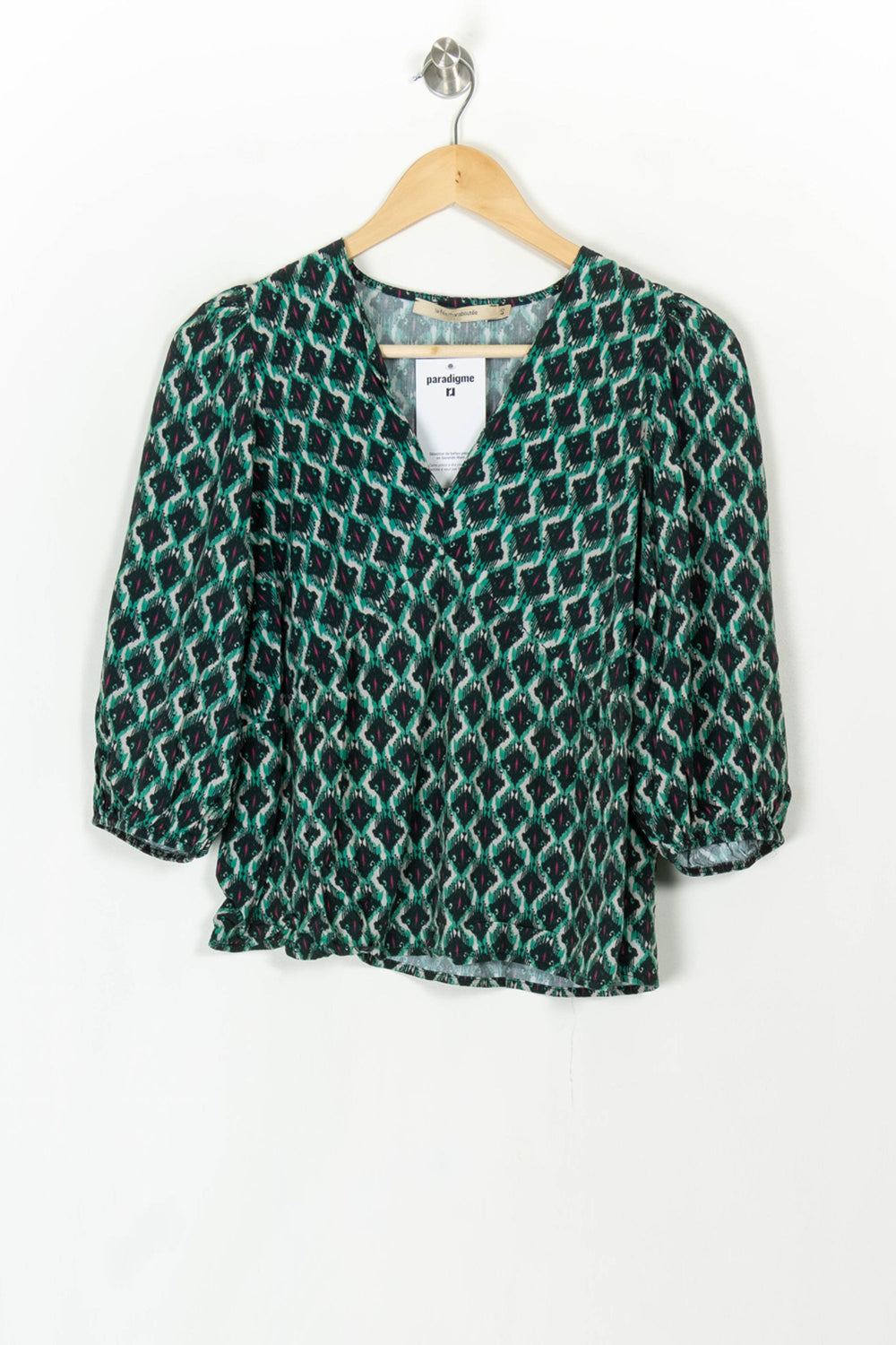 Blouse Verte et Noire - Taille L/40 de la marque La Fée Maraboutée | PARAD120125 - Vendu par Paradigme - Image 2