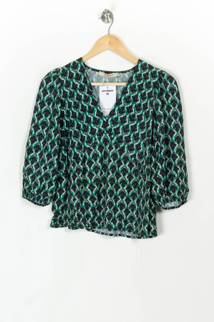 Blouse Verte et Noire - Taille L/40 de la marque La Fée Maraboutée | PARAD120125 - Vendu par Paradigme - Image 2