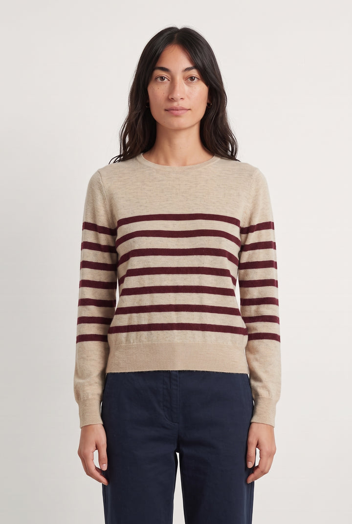 Pull Beige et Bordeaux - Taille M/38 de la marque Indies | PARAD120129 - Vendu par Paradigme - Image 1