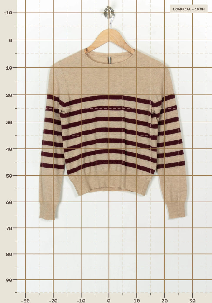 Pull Beige et Bordeaux - Taille M/38 de la marque Indies | PARAD120129 - Vendu par Paradigme - Image 4