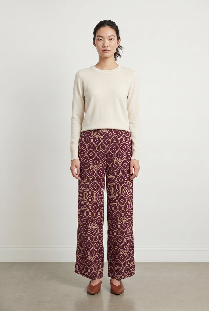 Pantalon Large Bordeau et Beige - Taille XS/34 de la marque Caroll | PARAD120140 - Vendu par Paradigme - Image 1