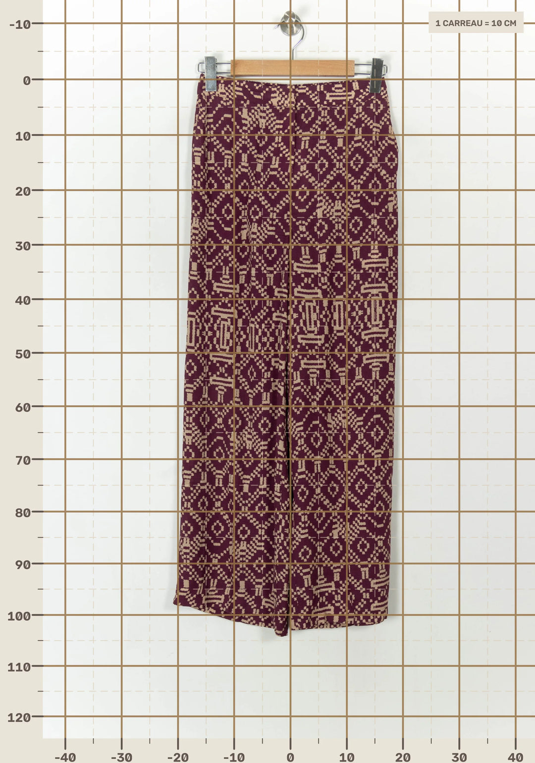 Pantalon Large Bordeau et Beige - Taille XS/34 de la marque Caroll | PARAD120140 - Vendu par Paradigme - Image 4