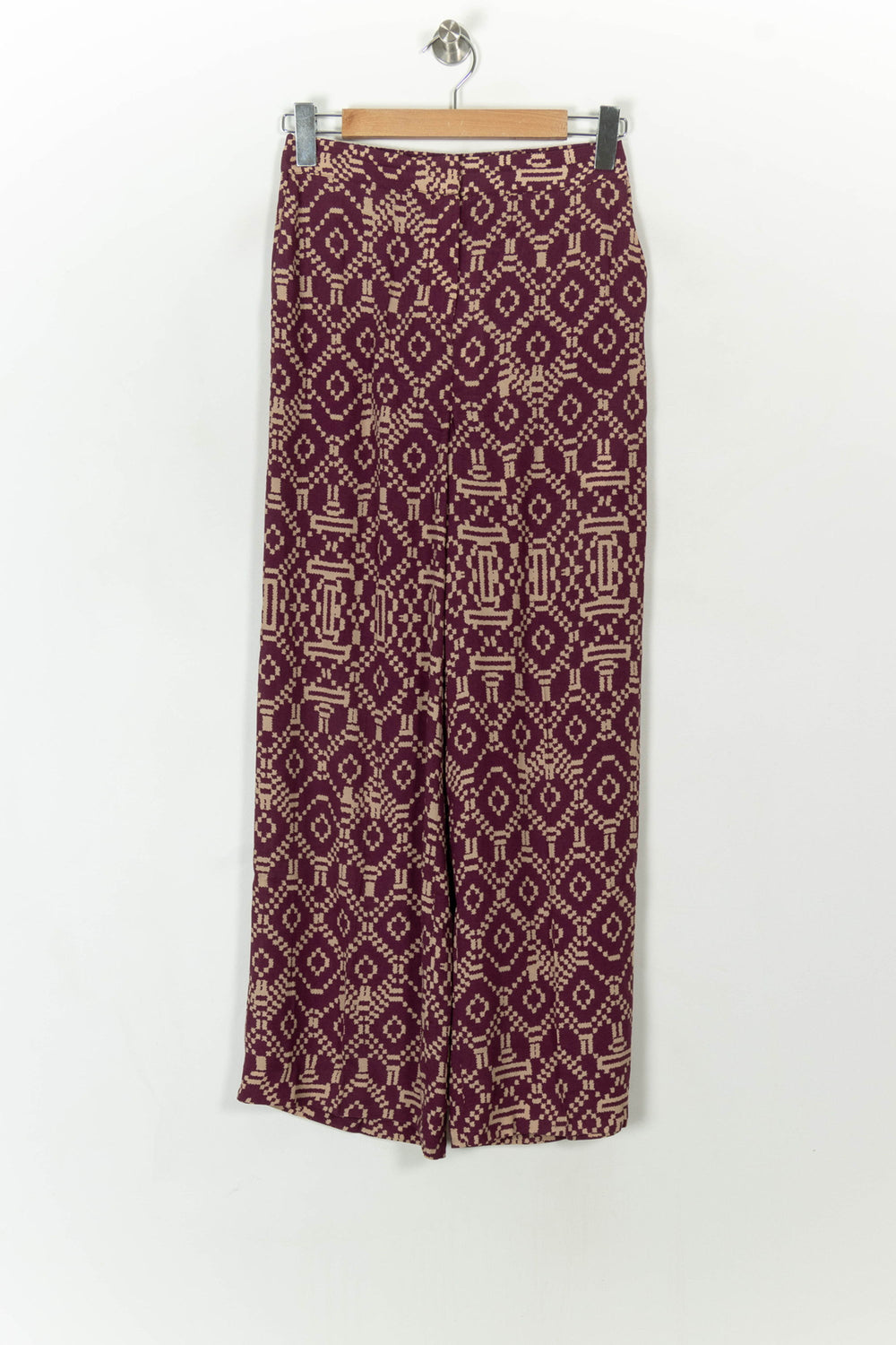 Pantalon Large Bordeau et Beige - Taille XS/34 de la marque Caroll | PARAD120140 - Vendu par Paradigme - Image 2