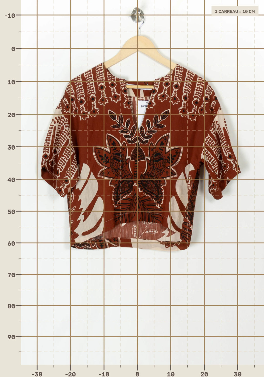 Blouse Marron et Beige - Taille M/38 de la marque La Fée Maraboutée | PARAD120149 - Vendu par Paradigme - Image 4