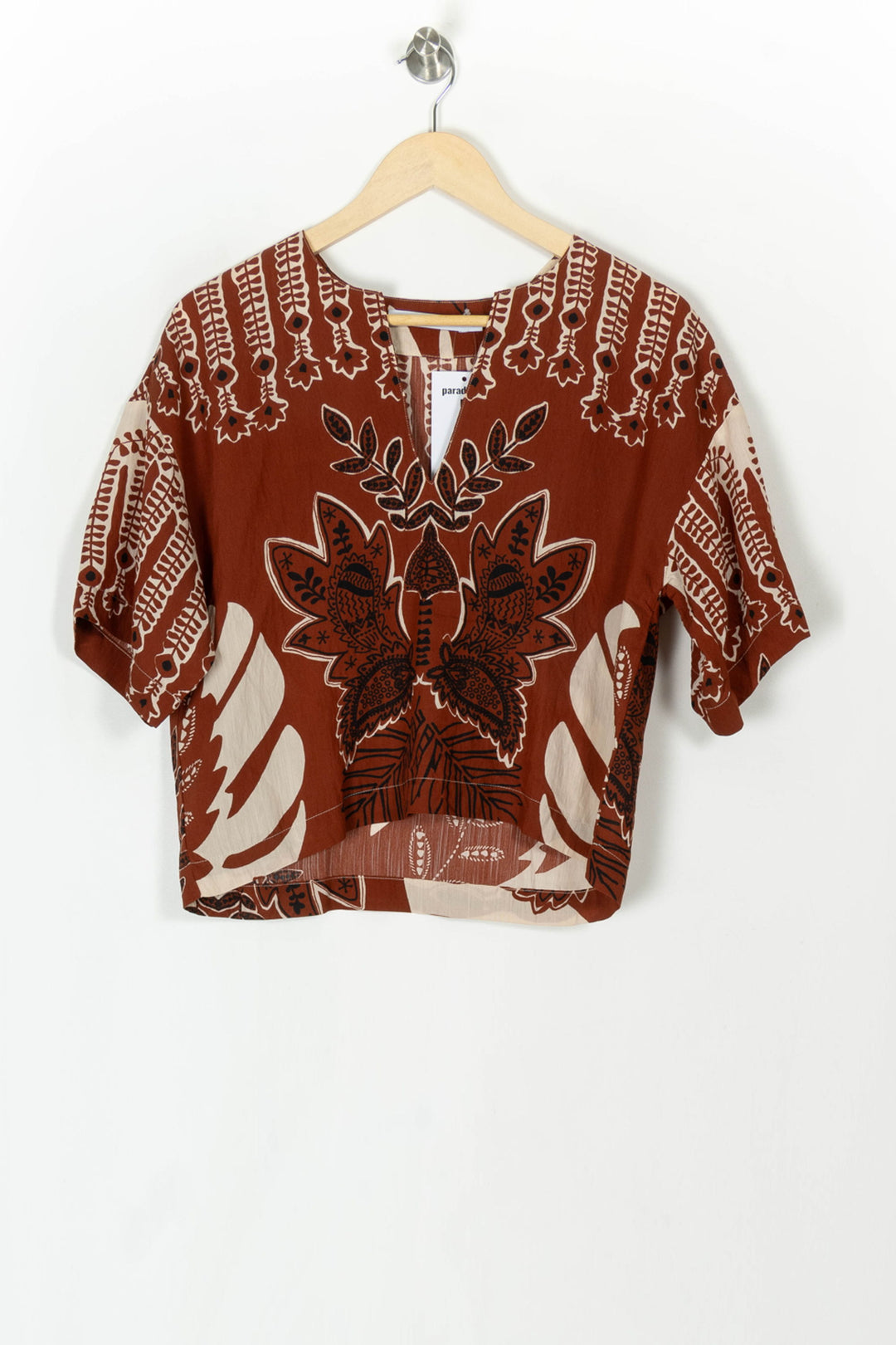 Blouse Marron et Beige - Taille M/38 de la marque La Fée Maraboutée | PARAD120149 - Vendu par Paradigme - Image 2