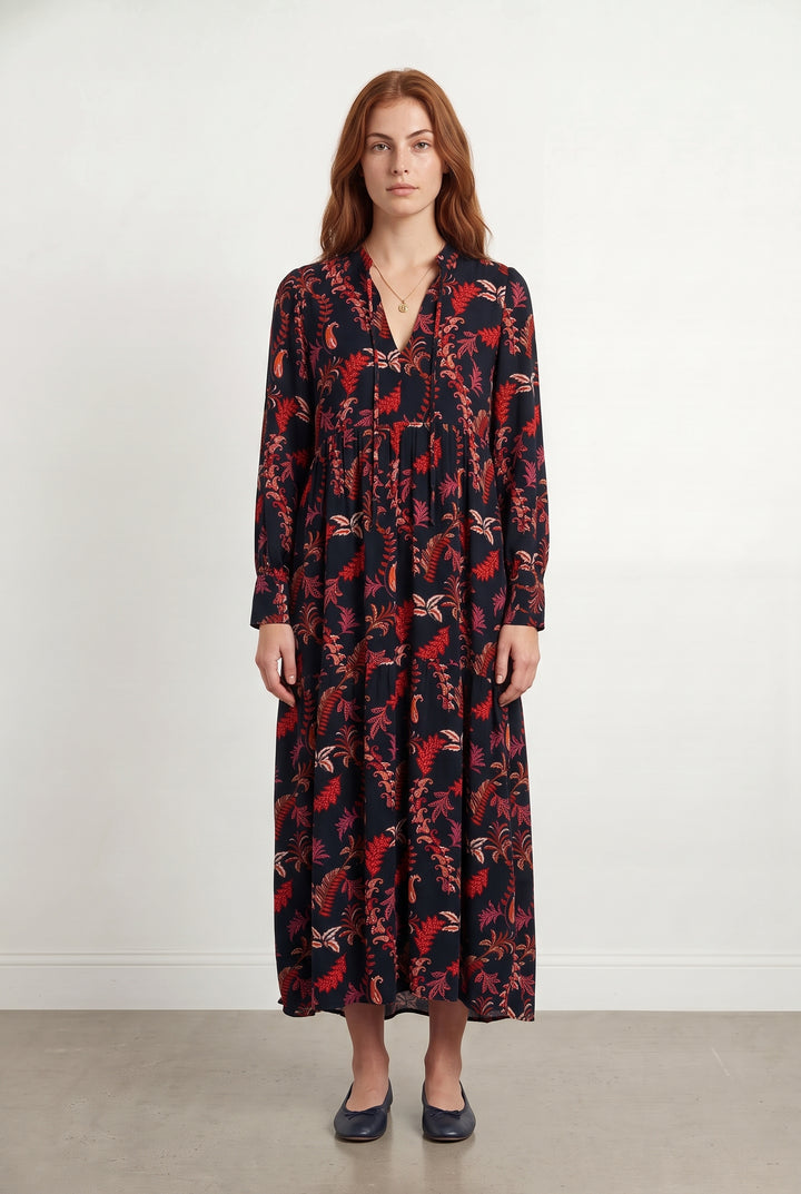 Robe Longue Noire et Rouge - Taille M/38 de la marque La Fée Maraboutée | PARAD120158 - Vendu par Paradigme - Image 1