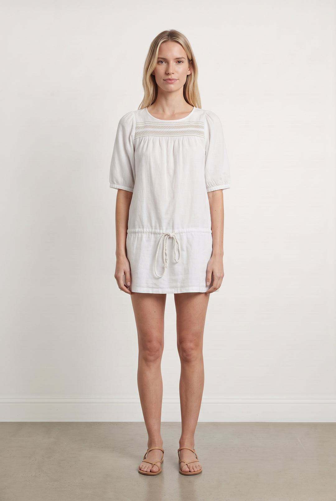 Robe Courte Blanche et Beige - Taille M/38 de la marque Sessùn | PARAD120163 - Vendu par Paradigme - Image 1