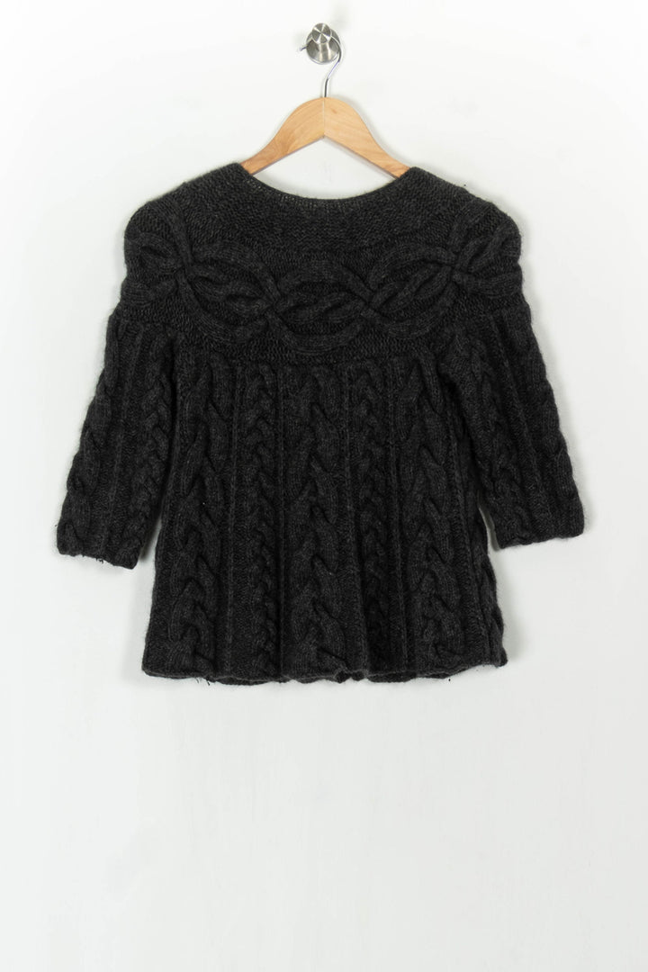 Cardigan Torsadé Gris - Taille S/36 de la marque Sandro | PARAD120166 - Vendu par Paradigme - Image 5