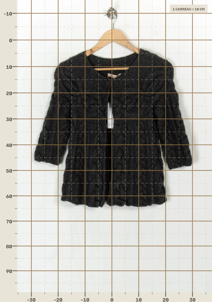 Cardigan Torsadé Gris - Taille S/36 de la marque Sandro | PARAD120166 - Vendu par Paradigme - Image 4
