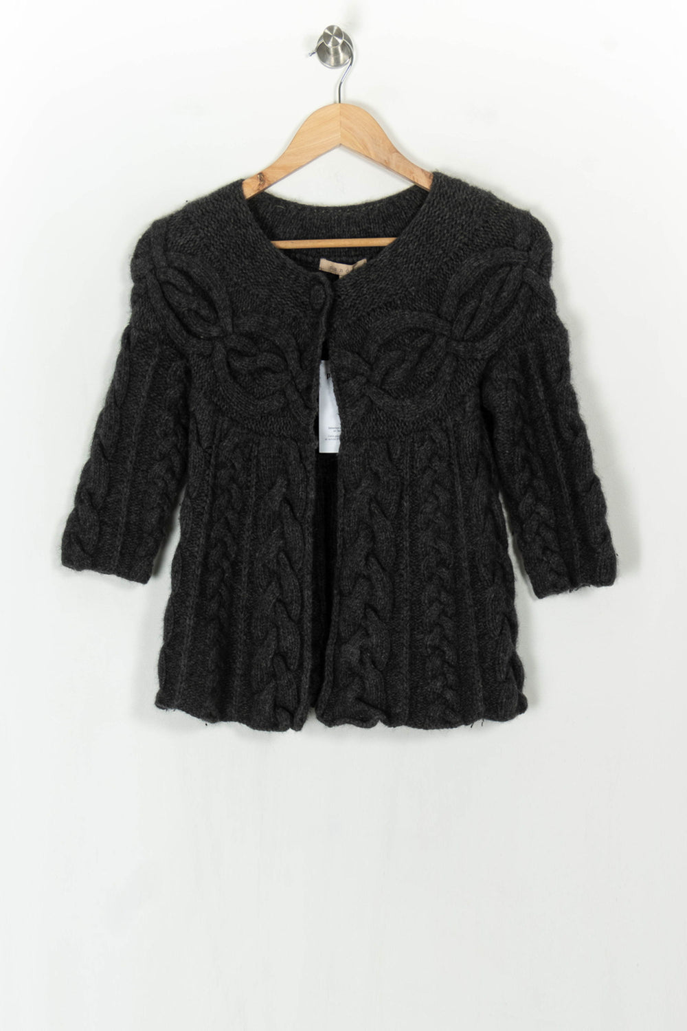 Cardigan Torsadé Gris - Taille S/36 de la marque Sandro | PARAD120166 - Vendu par Paradigme - Image 2