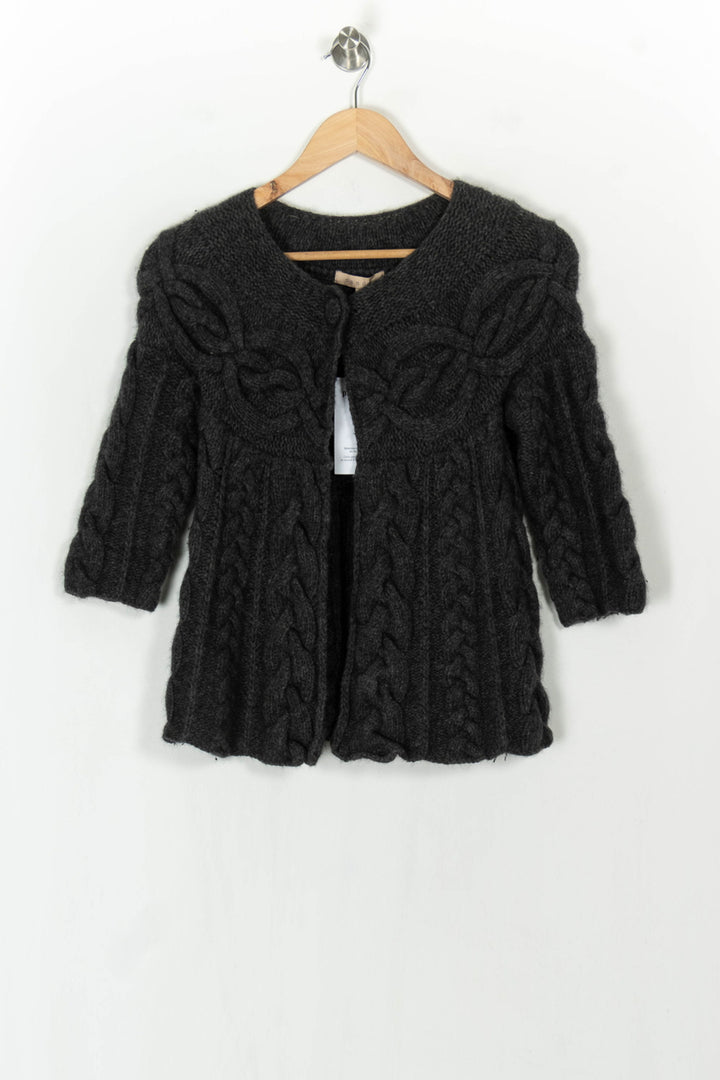 Cardigan Torsadé Gris - Taille S/36 de la marque Sandro | PARAD120166 - Vendu par Paradigme - Image 2