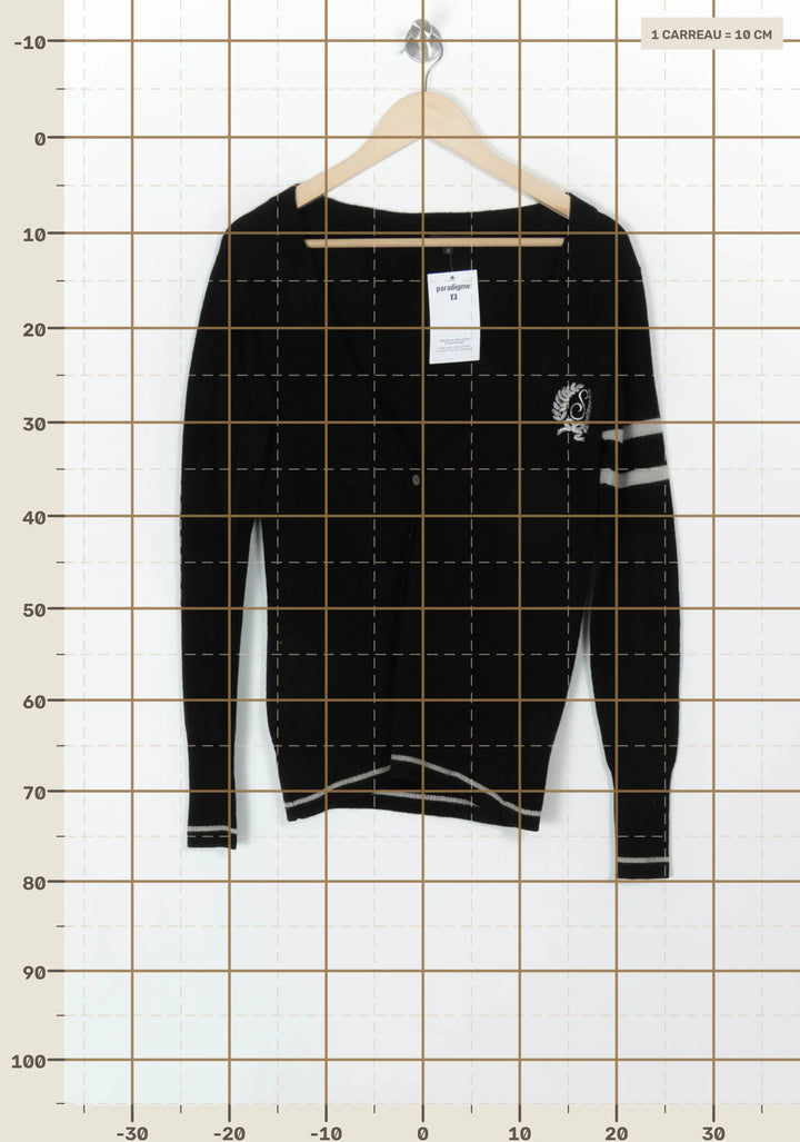 Cardigan Noir et Blanc - Taille M/38 de la marque Sandro | PARAD120190 - Vendu par Paradigme - Image 4