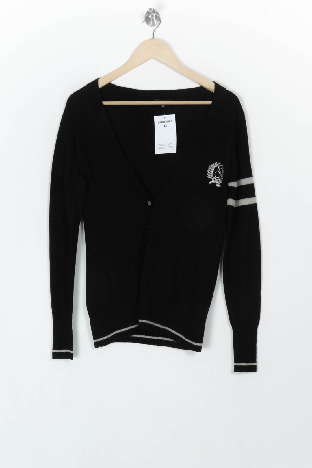 Cardigan Noir et Blanc - Taille M/38 de la marque Sandro | PARAD120190 - Vendu par Paradigme - Image 2