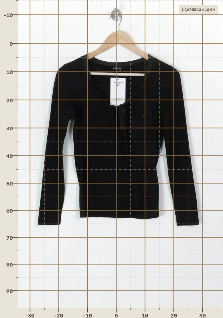 Pull Noir - Taille XS/34 de la marque Caroll | PARAD120192 - Vendu par Paradigme - Image 4