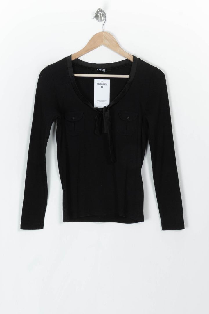 Pull Noir - Taille XS/34 de la marque Caroll | PARAD120192 - Vendu par Paradigme - Image 2