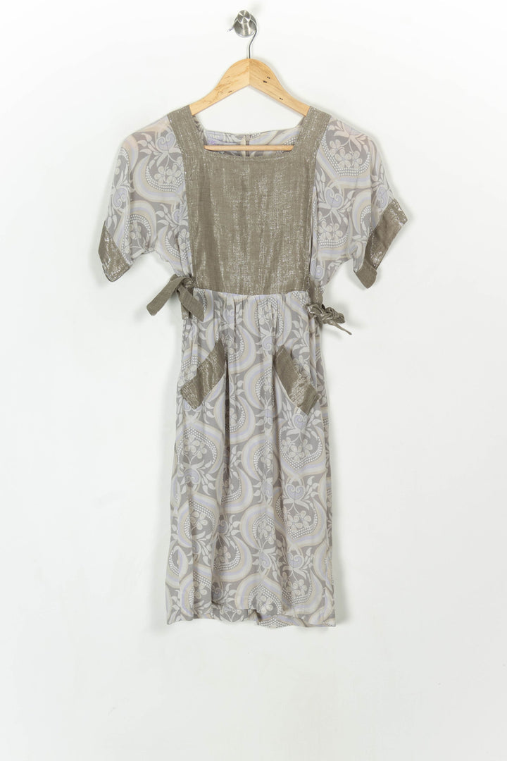 Robe Midi Beige et Grise - Taille S/36 de la marque Mes Demoiselles Paris | PARAD120194 - Vendu par Paradigme - Image 2