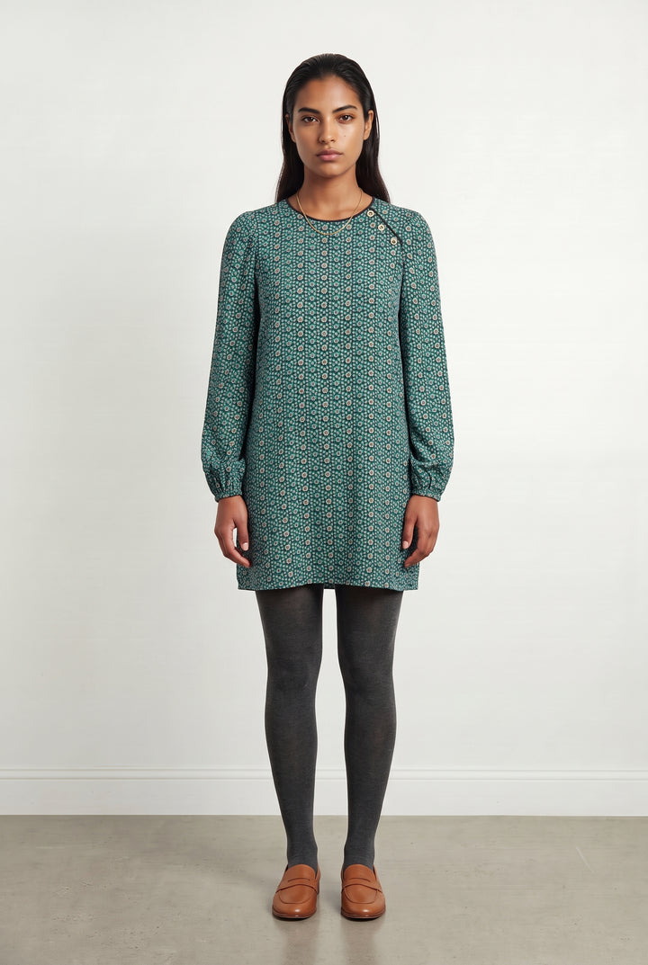 Robe Verte à Motifs - Taille L/40 de la marque La Fée Maraboutée | PARAD120196 - Vendu par Paradigme - Image 1