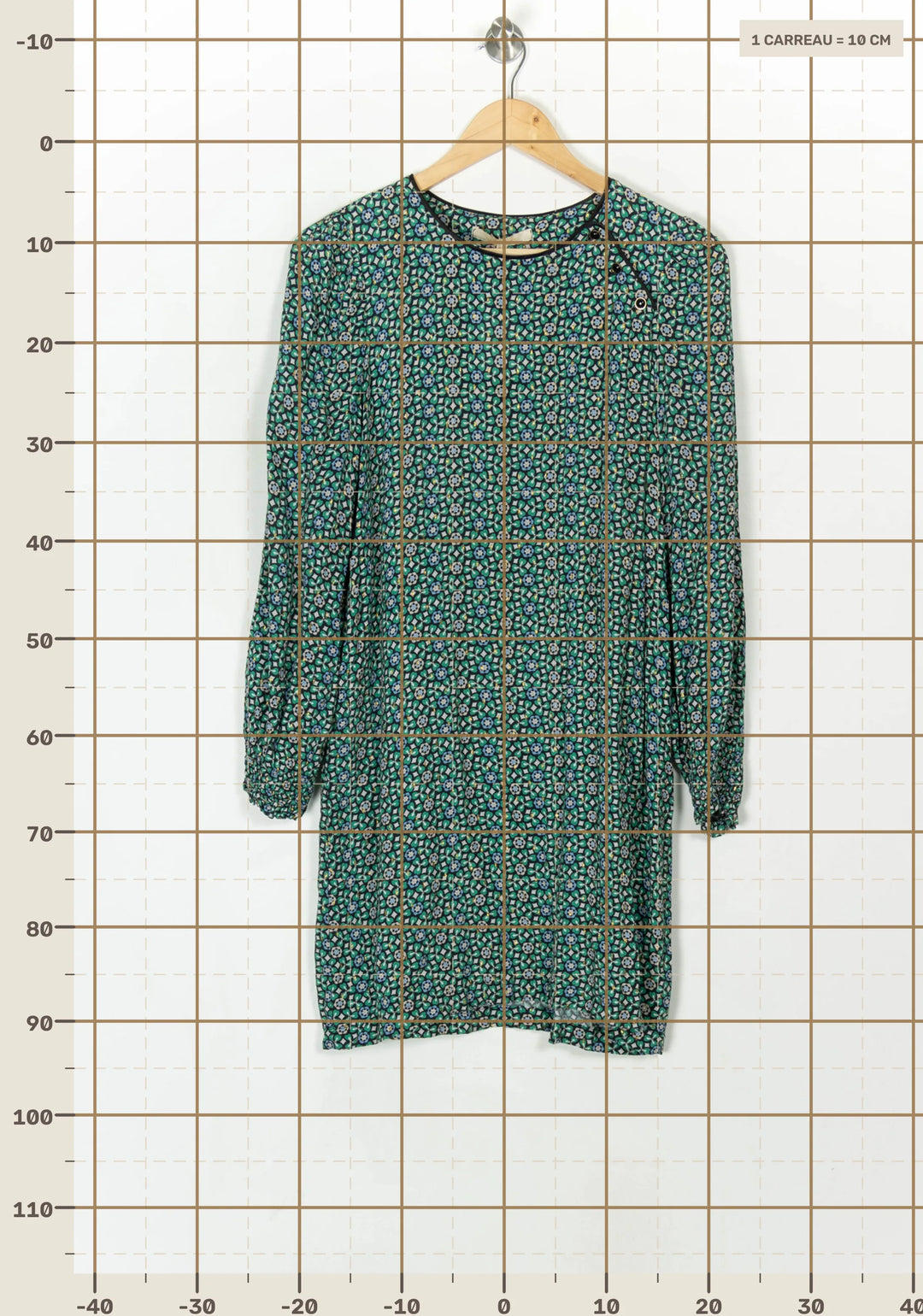 Robe Verte à Motifs - Taille L/40 de la marque La Fée Maraboutée | PARAD120196 - Vendu par Paradigme - Image 4