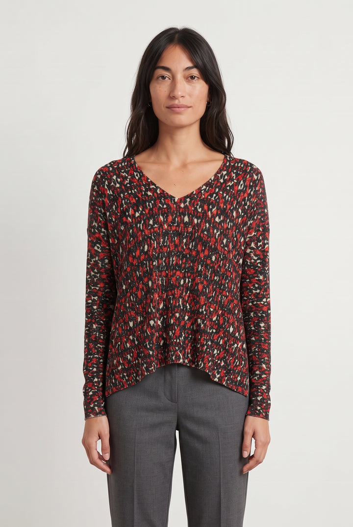Pull Rouge et Noir - Taille M/38 de la marque IKKS | PARAD120200 - Vendu par Paradigme - Image 1