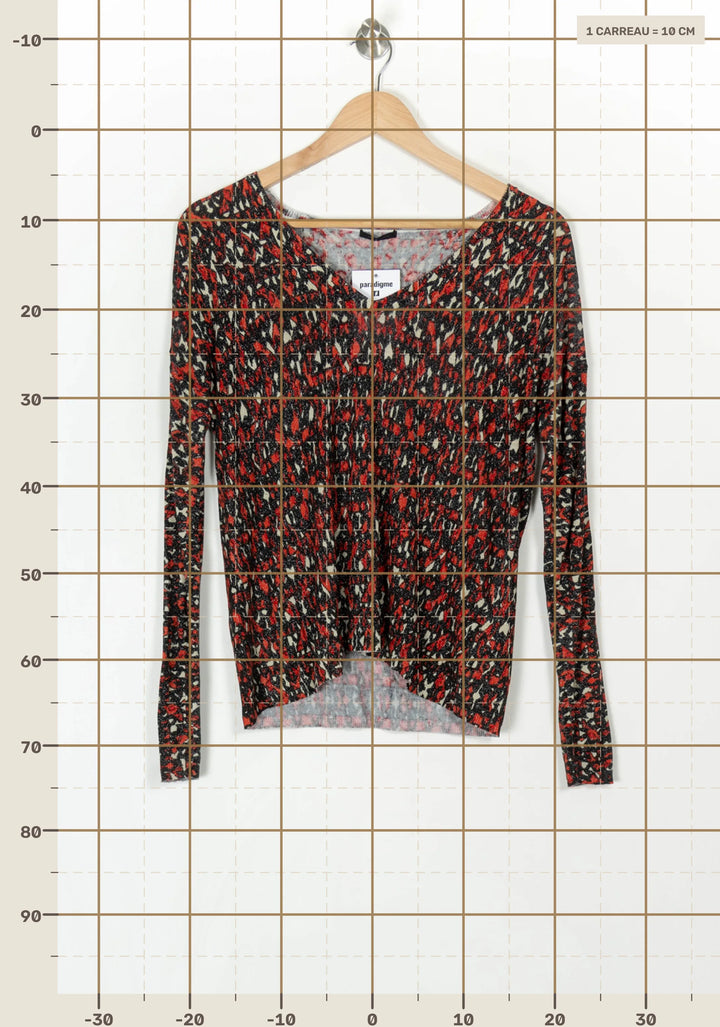 Pull Rouge et Noir - Taille M/38 de la marque IKKS | PARAD120200 - Vendu par Paradigme - Image 4
