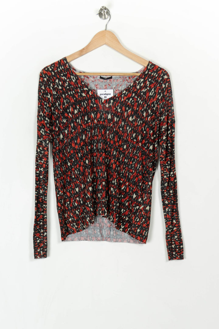 Pull Rouge et Noir - Taille M/38 de la marque IKKS | PARAD120200 - Vendu par Paradigme - Image 2