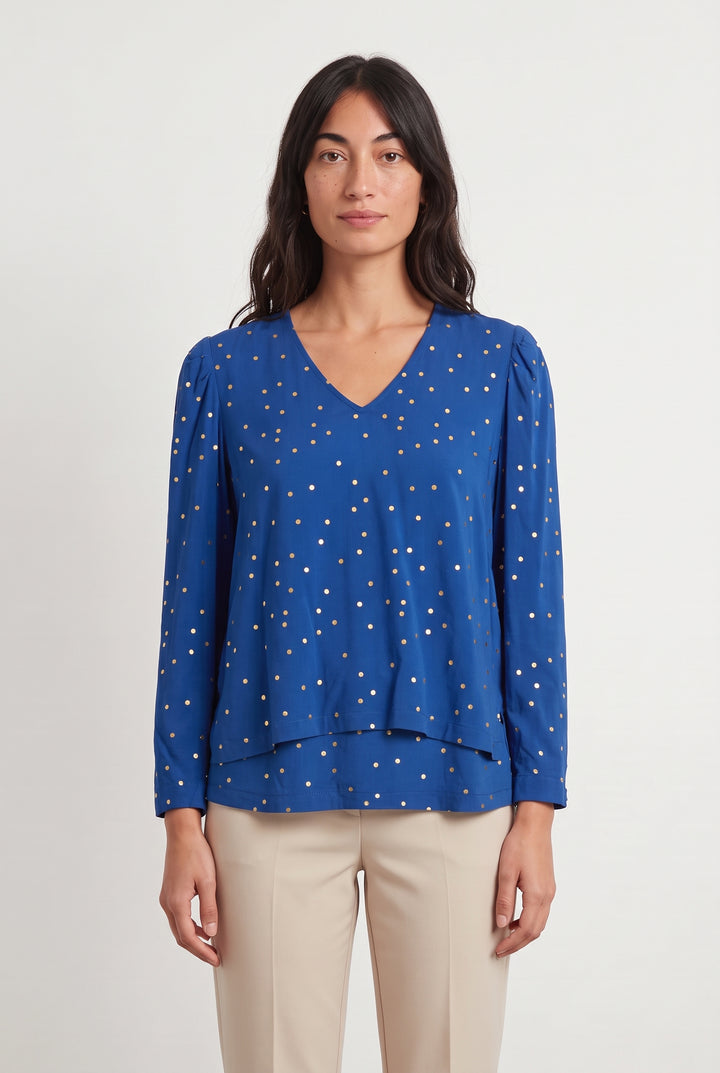 Blouse Bleue et Dorée - Taille XS/34 de la marque Karl Marc John | PARAD120223 - Vendu par Paradigme - Image 1