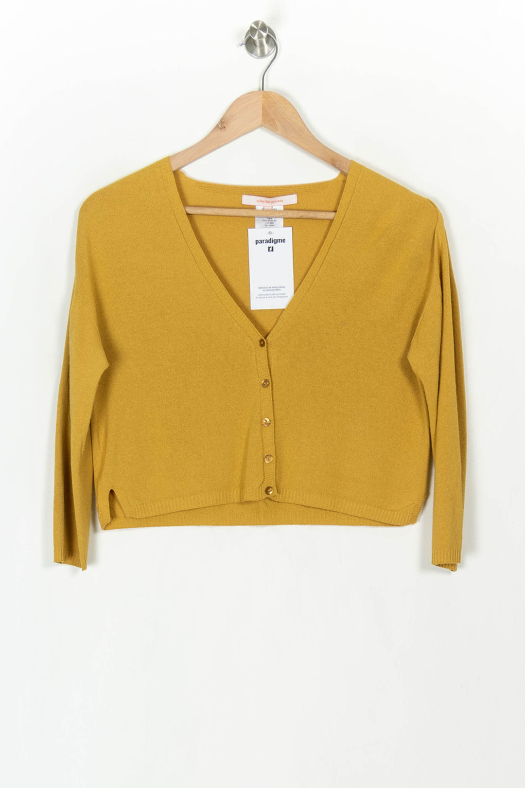 Cardigan Jaune - Taille XS/34 de la marque La Fée Maraboutée | PARAD120241 - Vendu par Paradigme - Image 2