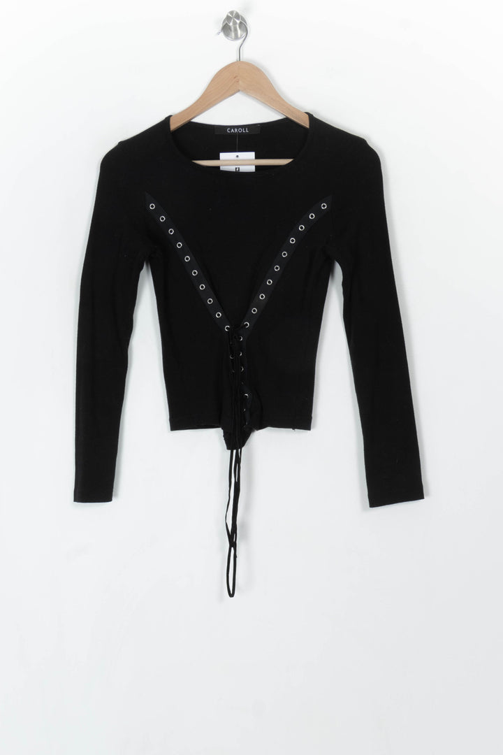 Pull Noir - Taille S/36 de la marque Caroll | PARAD120244 - Vendu par Paradigme - Image 2